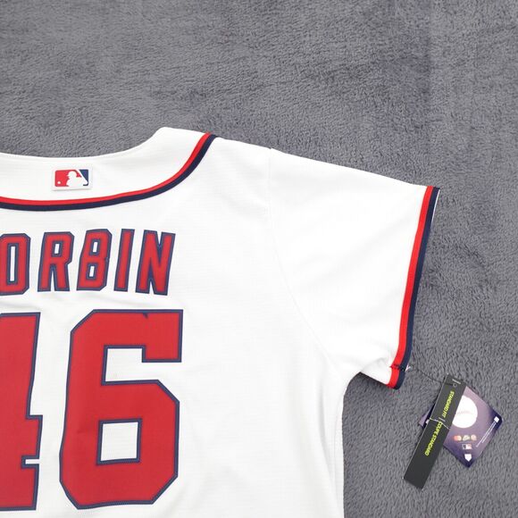 Washington Nationals Jersey Womens Large White Patrick Corbin 46 Mlb Baseball - Picture 13 of 16